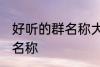 好听的群名称大全青春 比较好听的群名称