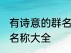 有诗意的群名称大全 好听有诗意的群名称大全
